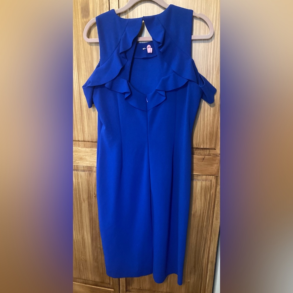 Royal Blue Ruffle Sheath Dress - Picture 3 of 3